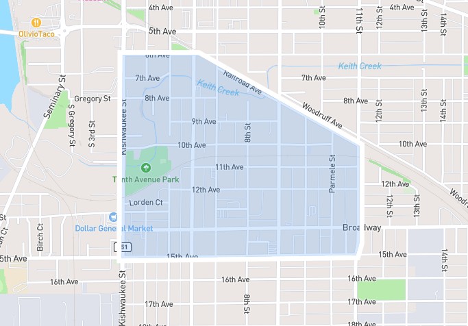 Study Area Map for the Midtown Neighborhood Boundary.