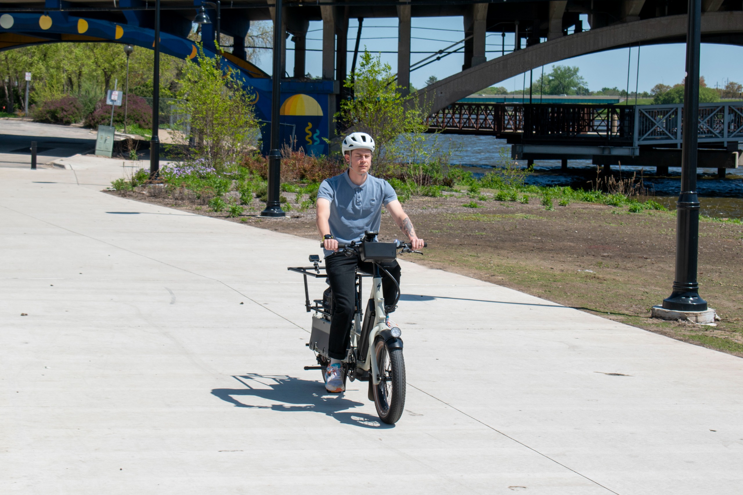 An image of the Rockford Regional Data Bike, and E-Bicycle equipped with cameras and sensors.